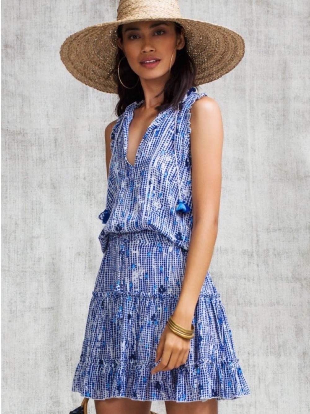 Poupette St. Barth Clara Mini Dress Blue Fanciful New Size Small Resortwear